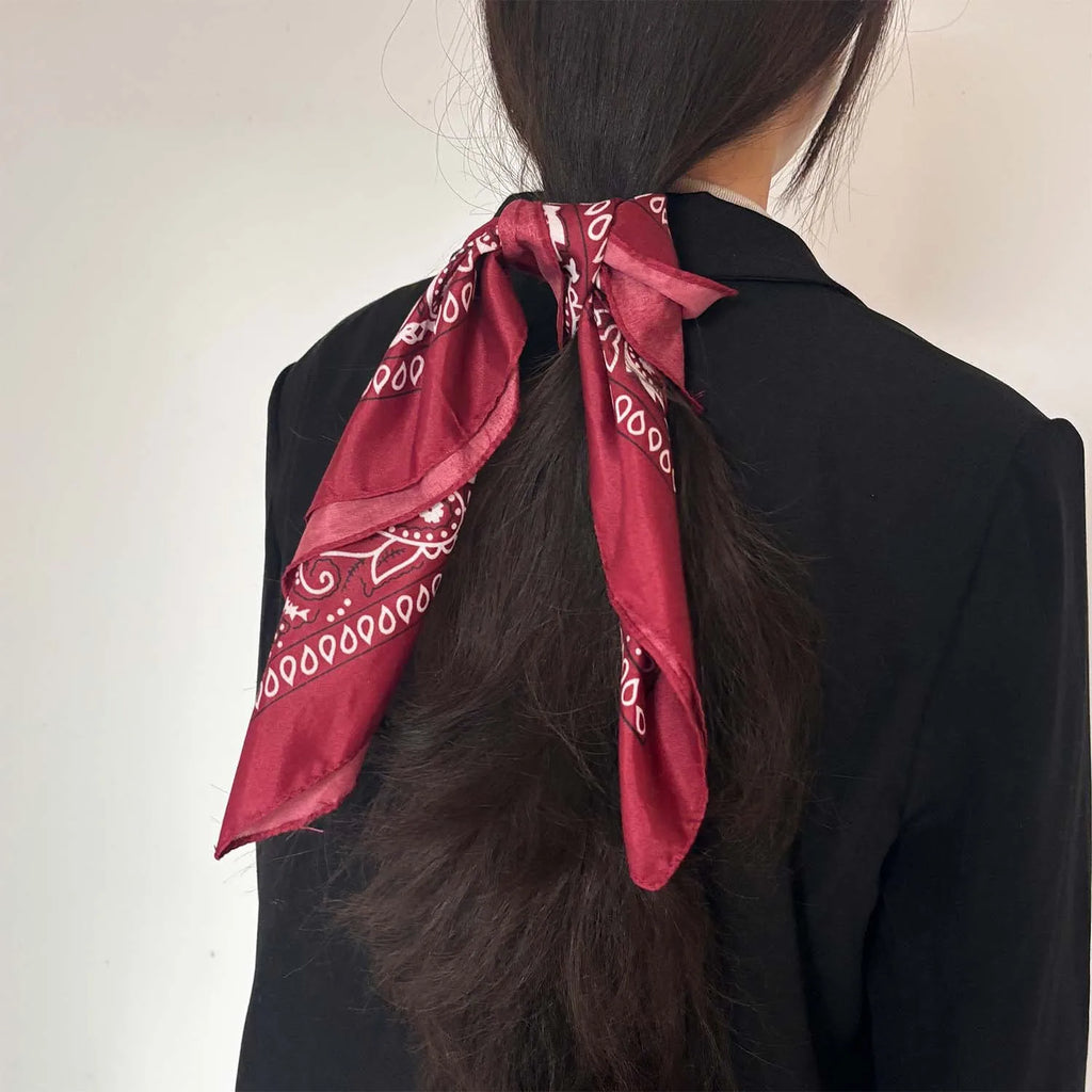 2025 mode femmes rouge Bandana écharpe filles enfants Punk carré Bandanas chapeaux bohème foulard bandeaux cheveux accessoires