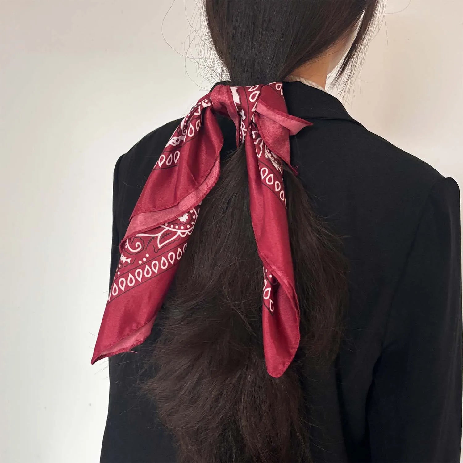 2025 mode femmes rouge Bandana écharpe filles enfants Punk carré Bandanas chapeaux bohème foulard bandeaux cheveux accessoires