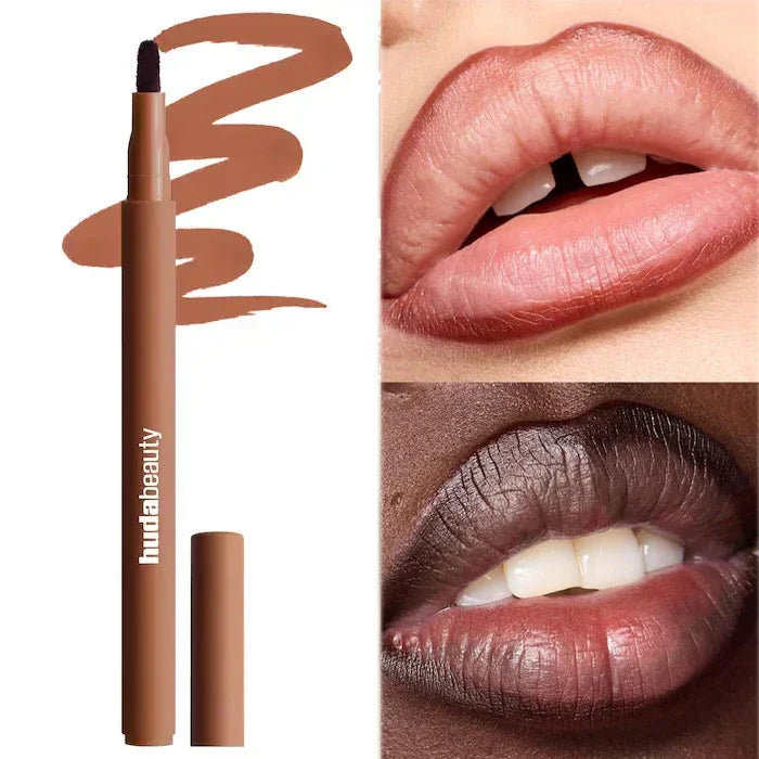 Crayon à lèvres HudaBeauty velours marron, couleur chair, mat, imperméable, tasse antiadhésive, rouge cerise, stylo de Contour des lèvres, maquillage pour femmes