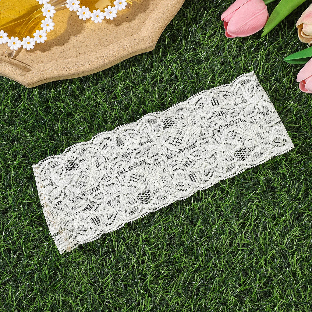 AWAYTR – bandeaux élastiques en dentelle de couleur unie, large nœud en tissu, accessoires pour cheveux pour femmes, couvre-chef de fête