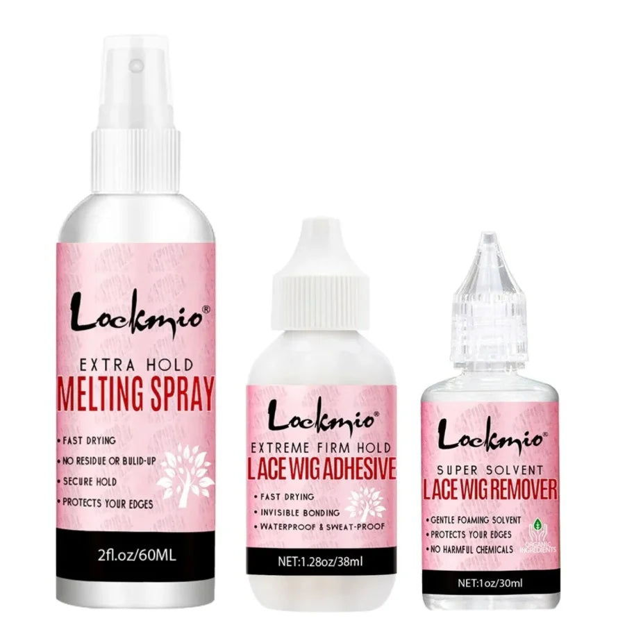 LOCKMIO – Spray de fusion pour perruque Lace Wig, adhésif avant Invisible, grille de toupet à séchage rapide, colle pour Installation de perruques, Kit d'outils de coiffure