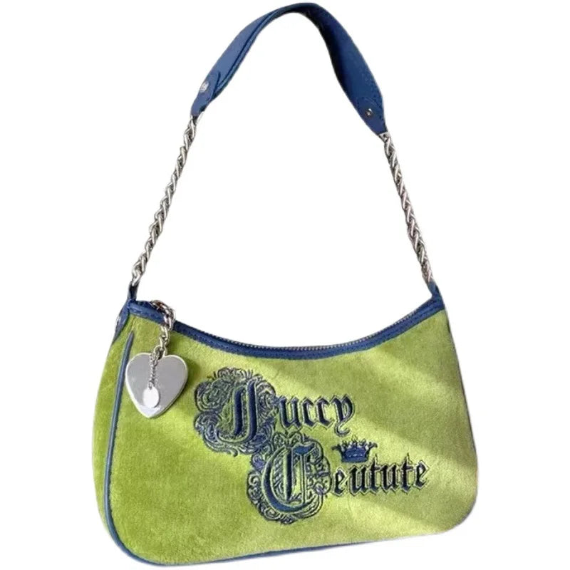 Sac vintage sous le bras, sac à main unique vert brodé, sac à bandoulière simple pour filles et femmes, sac baguette tendance, sac crossbody (porté en travers du corps).