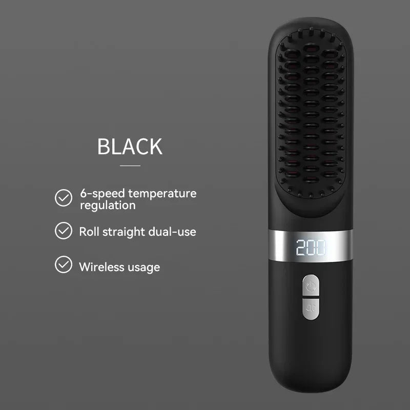 ouveau peigne chauffant électrique multifonction sans fil 2025, lisseur pour cheveux avec technologie à ions négatifs, brosse lissante anti-brûlure pour un coiffage rapide et efficace.