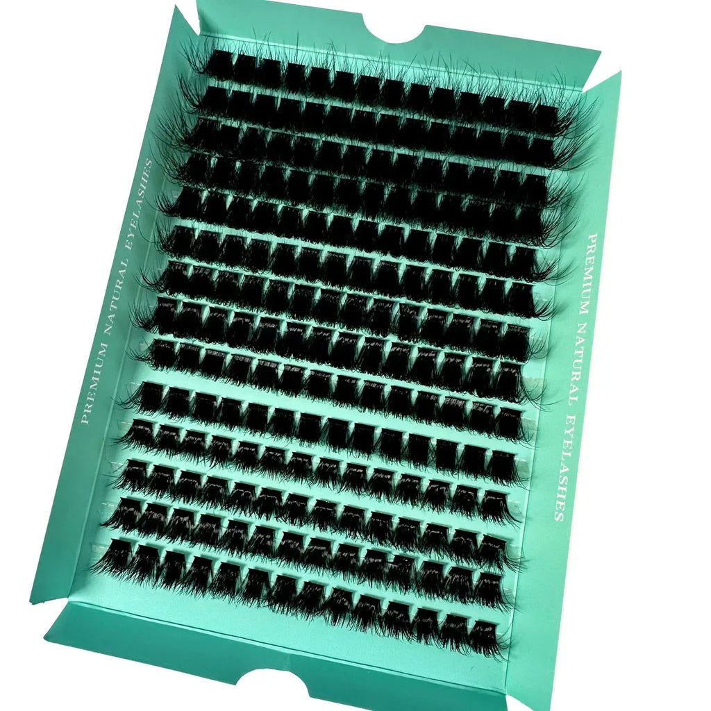 Extensions de cils en bouquets individuels DIY 160D, 8 à 20 mm – Faux cils volumineux 5D, épais, doux et légers, courbure D, 280 pièces. Effet naturel grâce aux segments de cils individuels.
