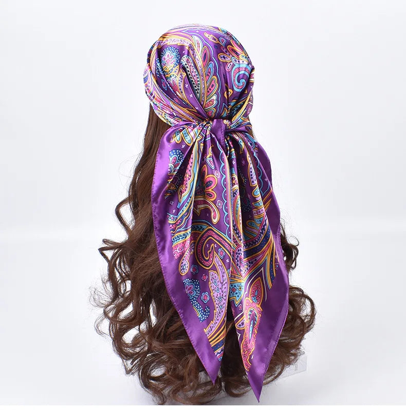 Foulards en soie de haute qualité pour femmes, Hijab carré en Satin, mouchoir uni, châles enveloppants de tête, bandeau féminin, Bandanna islamique