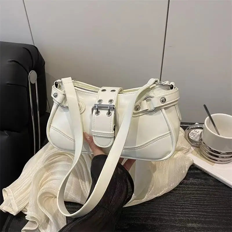 Sacs pour femmes 2025 – nouveau modèle tendance et polyvalent, sac rétro “hot girl” sous le bras, sac niche texturé en forme de croissant, sac à bandoulière simple ou porté en crossbody