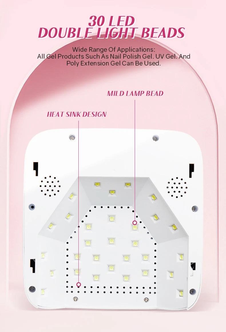 Lampe UV à ongles sans fil rechargeable, 30 LED, sèche-ongles avec 5 réglages de minuterie, cabine UV pour manucure, lumière de salon pour ongles, outils de salon de manucure.