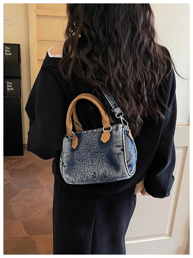 Sac bandoulière classique en jean délavé de haute qualité, sac à main décontracté à porter sous le bras, style coréen, sac de transport pour le quotidien