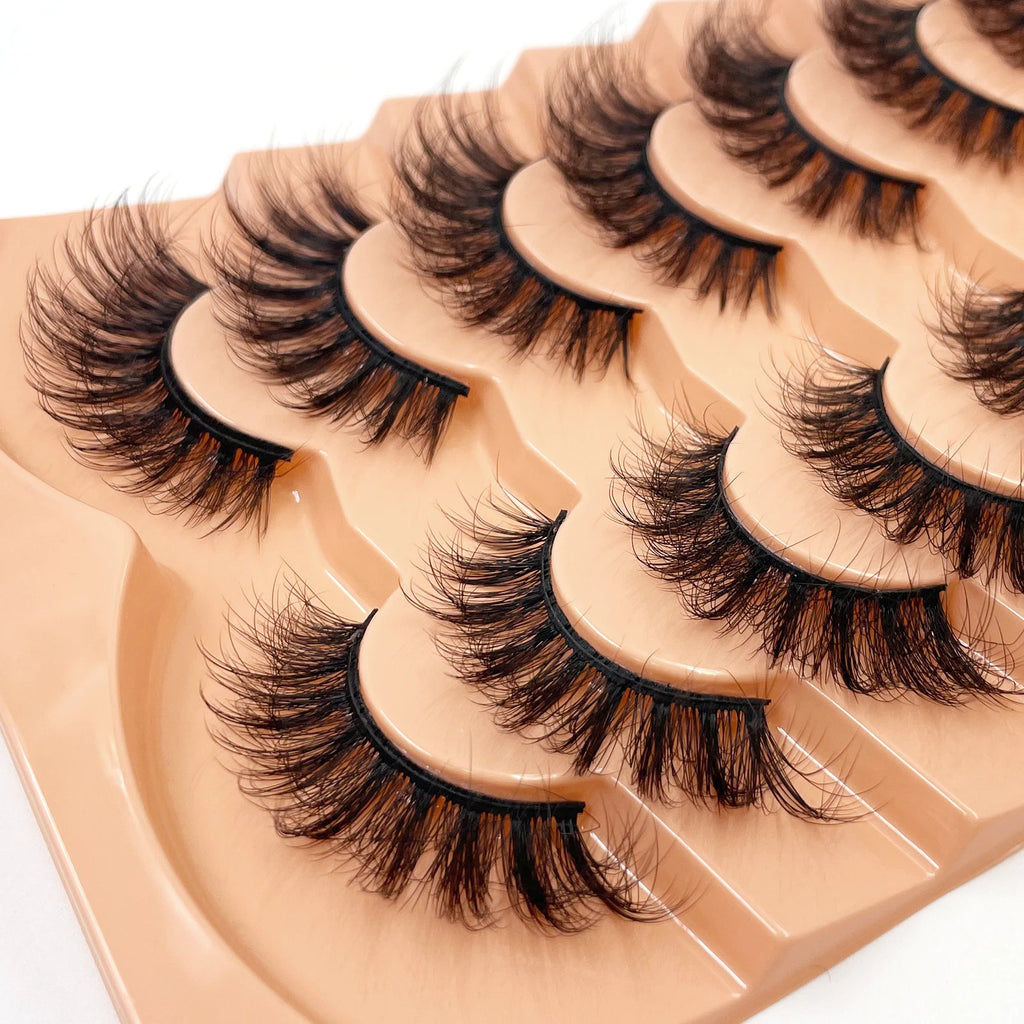 Nouveau 7 paires de faux cils épais, simulation 3D en fourrure de vison, faux cils dramatiques, vente en gros, fabrication de faux cils pleine ligne