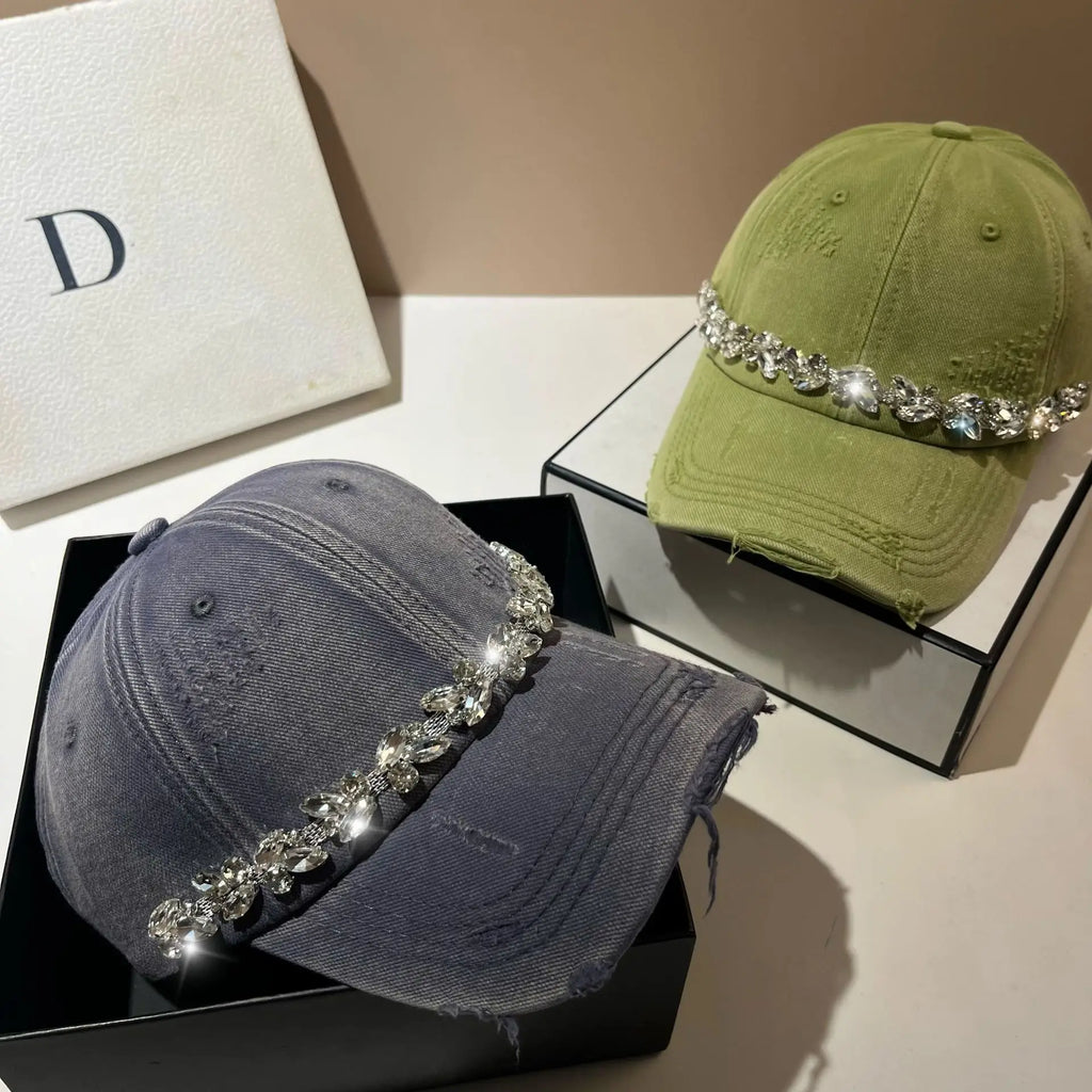 Chapeaux de Baseball en strass pour femmes, haute qualité, mode coréenne, extérieur, respirant, confortable, couleur unie, chapeaux de Protection solaire