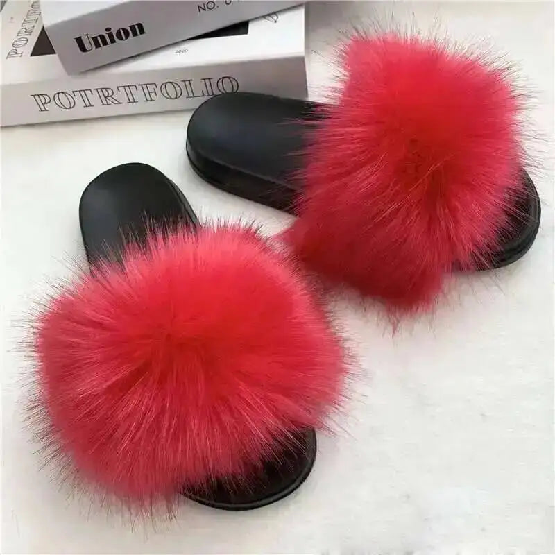 Chaussons d’été pour femme, mules fourrées d’intérieur. Tongs plates en peluche, sandales confortables et moelleuses pour femme, chaussures d’intérieur décontractées et douces pour la maison.