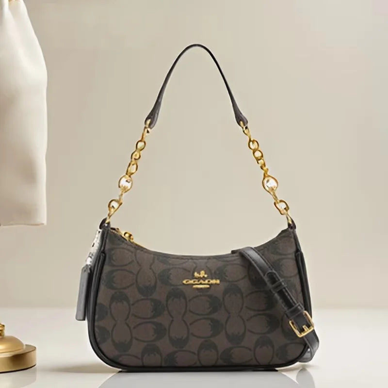 Sacs à chaîne pour femmes, sac à main en PVC à imprimé géométrique, sac à bandoulière, sac sous le bras pour femmes, adapté aux tenues quotidiennes