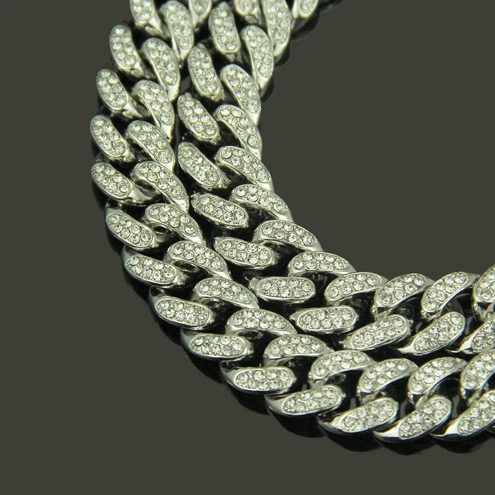 Collier chaîne en zircon – Chaîne gourmette robuste et luxueuse, style Hip-Hop sertie de pierres scintillantes, bijou bling-bling pour soirées et événements.