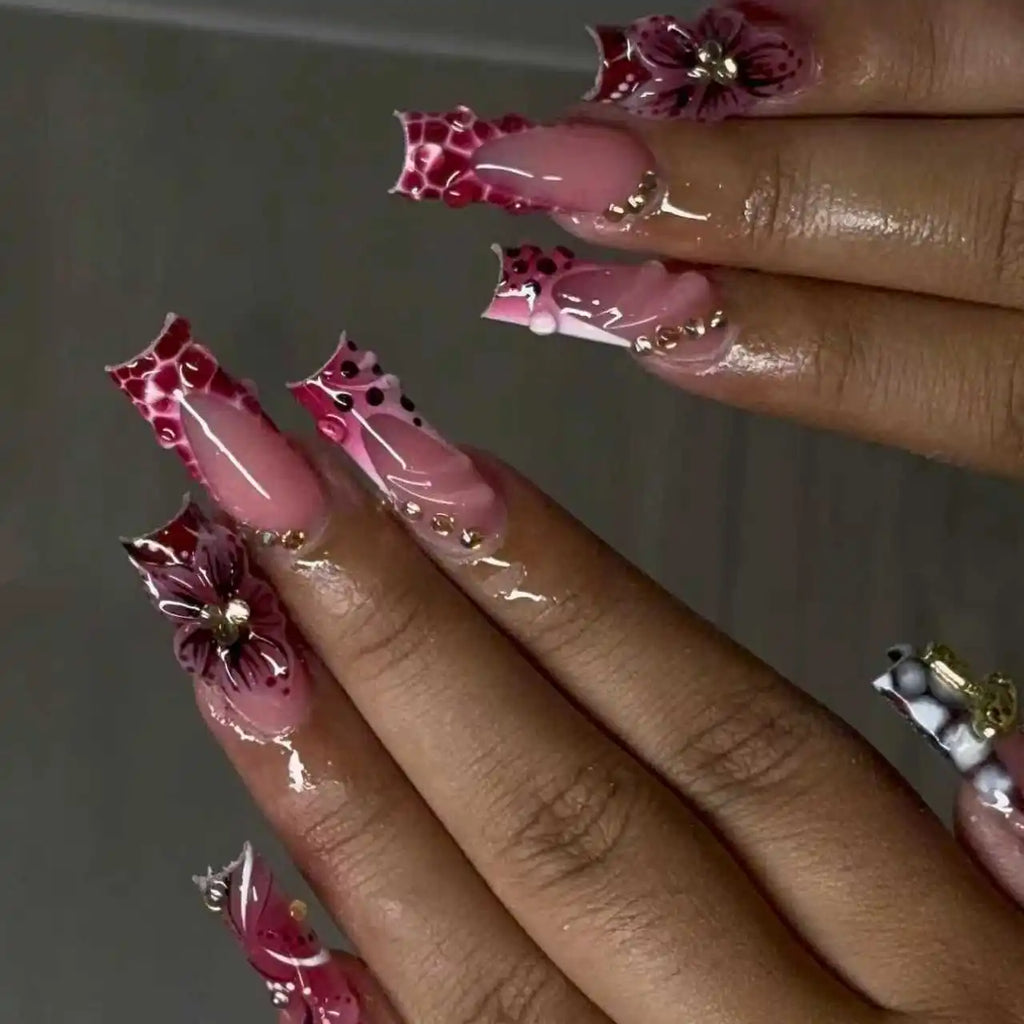 Faux Ongles Longs Bruns N64.Glitter Ballet Wearable, Design Français, Presse Complète sur Nail Ins, Nail Tips Art, 24Pcs