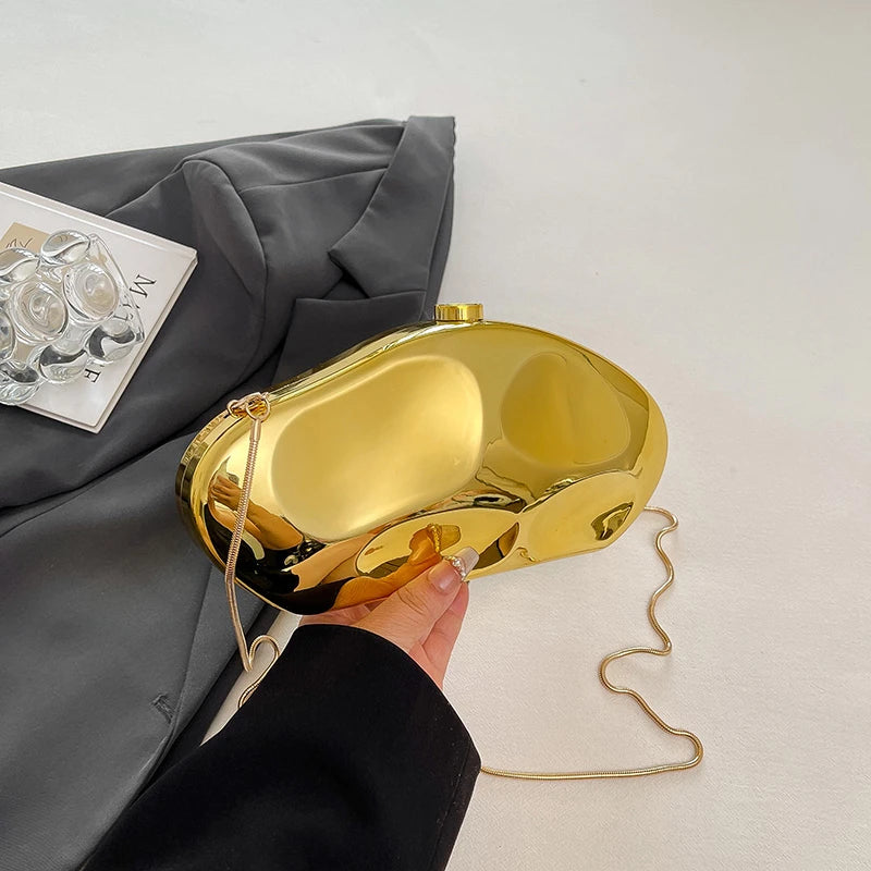 Sac à main en or pour femmes, pochettes à chaîne, mode géométrique, Mini bourse de soirée, boîte à bandoulière en acrylique de qualité, sacs à rouge à lèvres, 2025