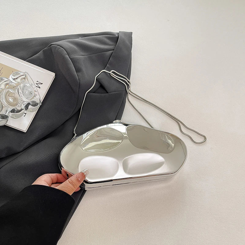 Sac à main en or pour femmes, pochettes à chaîne, mode géométrique, Mini bourse de soirée, boîte à bandoulière en acrylique de qualité, sacs à rouge à lèvres, 2025