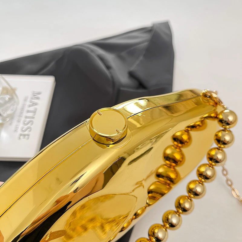 Sac à main en or pour femmes, pochettes à chaîne, mode géométrique, Mini bourse de soirée, boîte à bandoulière en acrylique de qualité, sacs à rouge à lèvres, 2025