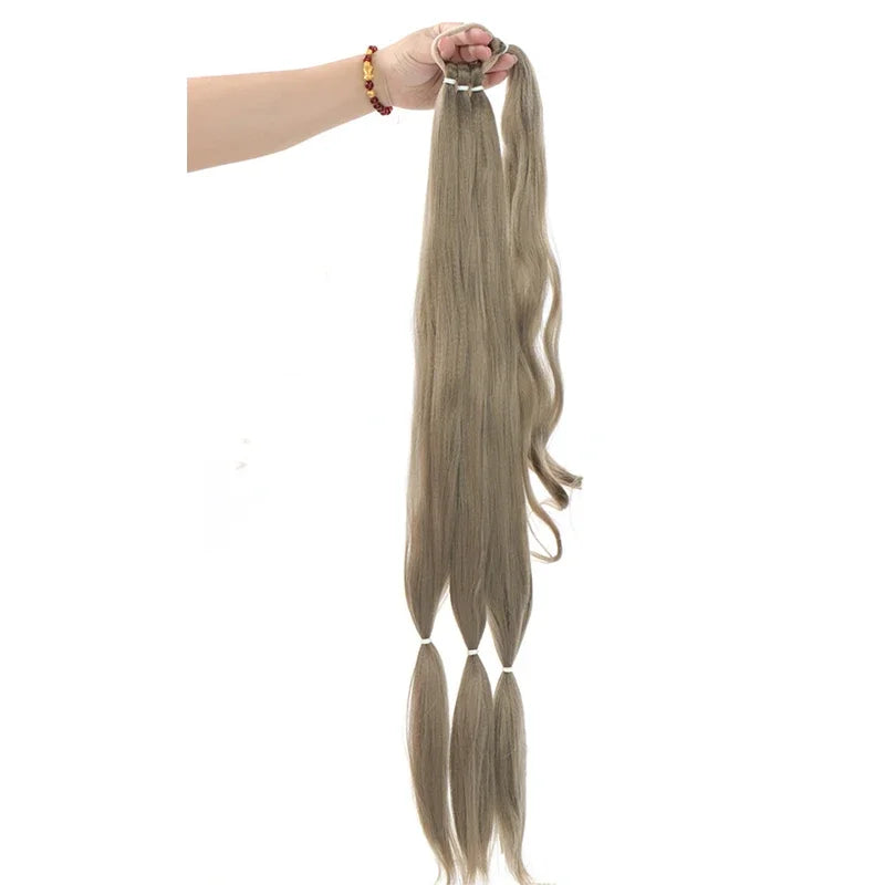 Queue de cheval tressée de 30 pouces avec tresses synthétiques blondes en caoutchouc à faire soi-même, fausse queue de cheval pour femmes, longues extensions tressées en queue de cheval