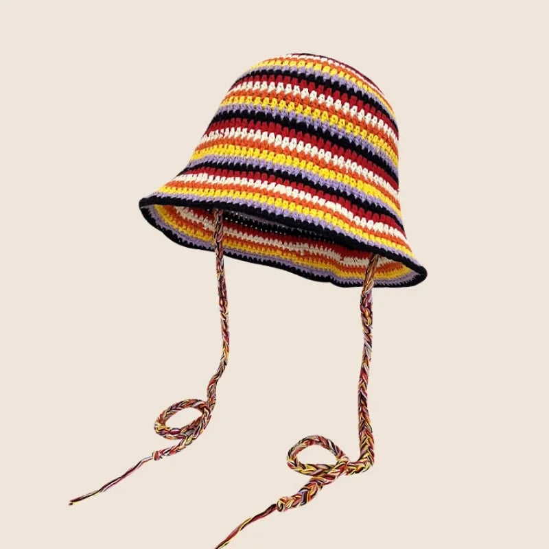 Chapeau seau coréen fait à la main au Crochet pour femmes, tissage tricoté, mode fleurs Y2k, bonnet de bassin, nouvelle collection automne hiver