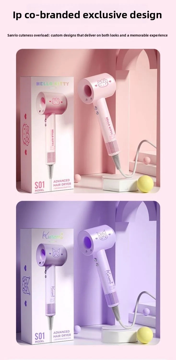 Sèche-cheveux à air chaud Hello Kitty Kuromi, design créatif de dessin animé, compact et pratique, économique et pratique, cadeau de vacances