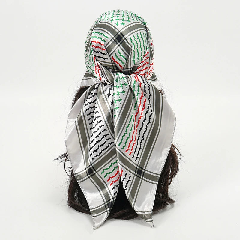 Foulard carré en soie pour femmes, nouveau Design de luxe, Style populaire, quatre saisons, protection solaire, foulard de plage, Hijab, 90x90CM