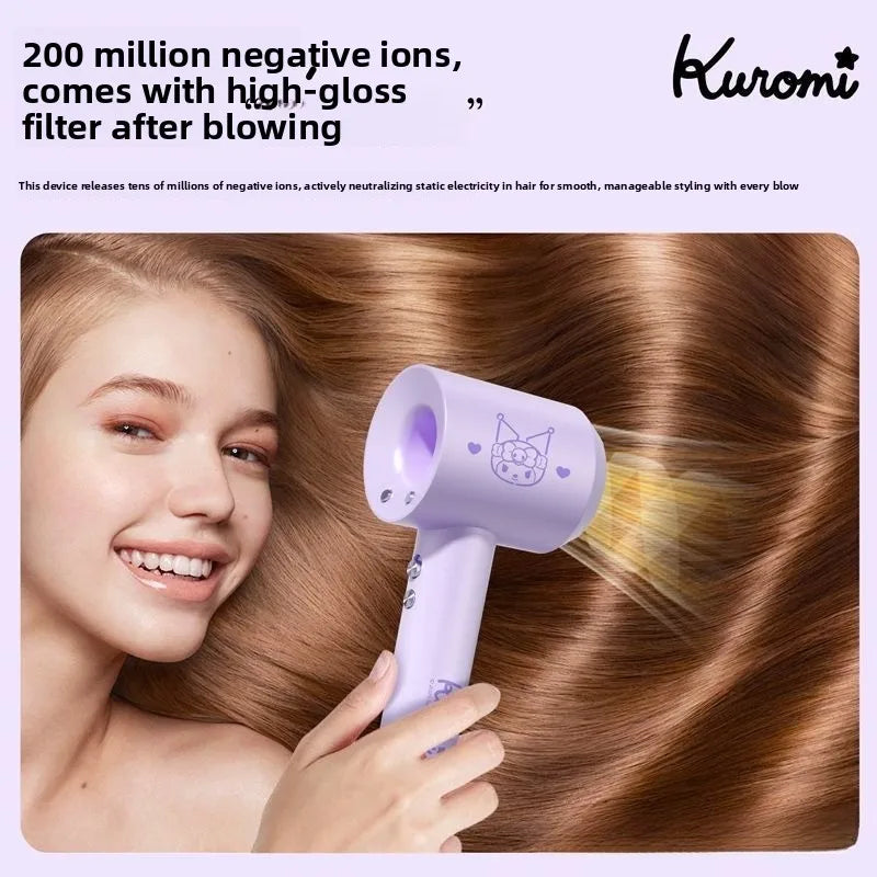 Sèche-cheveux à air chaud Hello Kitty Kuromi, design créatif de dessin animé, compact et pratique, économique et pratique, cadeau de vacances