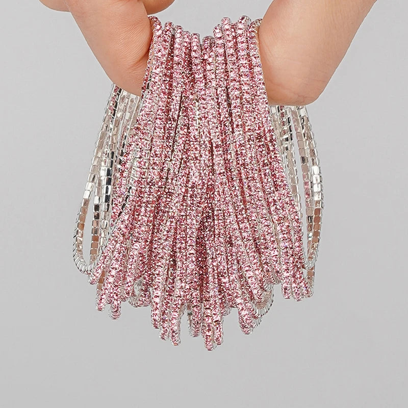 Bracelet élastique en strass et cristal pour femmes, 5 pièces, extensible, empilable, classique, bijoux quotidiens pour femmes