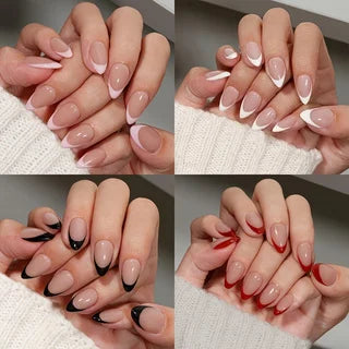 Faux ongles moyens avec pendentif à nœud 3d, 96 pièces, ongles acryliques en forme de cœur, strass, ongles pour femmes entièrement coupés