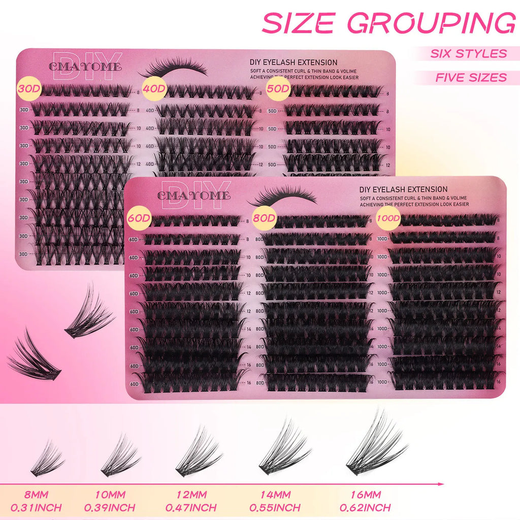Extensions de cils individuelles, 600 pièces, épaisses et moelleuses, 30D/100D, longueur mixte, bricolage, pour une Application et un retrait faciles
