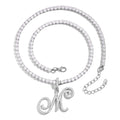 Collier pendentif lettre pour femme – initiale A à Z, chaîne style tennis avec zircons cubiques (CZ), choker luxueux “iced out”, bijou bling-bling cadeau