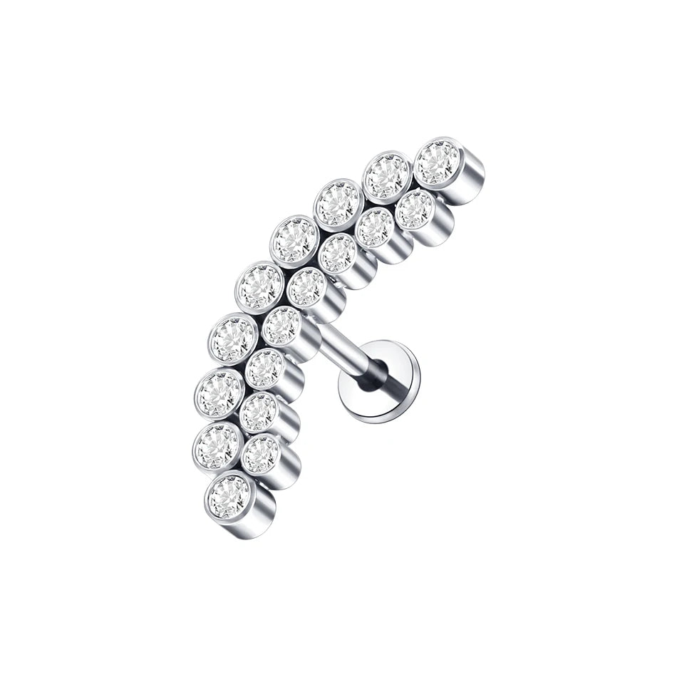 Boucle d'oreille en titane G23, Labret, Tragus, clou, filetage interne, anneaux à lèvres en Zircon, Cartilage Helix, Piercing, bijoux pour le corps, 16G, 1 pièce