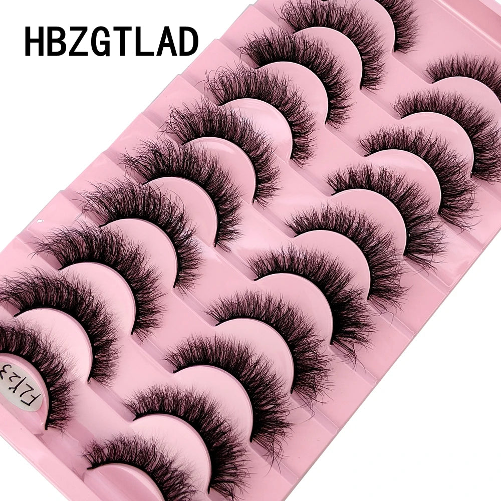 10 paires de vison croisée simulation handmade false cils cils maquillage nude naturel 3D yeux bouclés en désordre