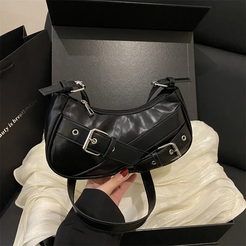 Sac à bandoulière vintage Y2K en cuir PU pour femme, petit sac bandoulière, sac sous le bras tendance pour femme, pochette et sac à main