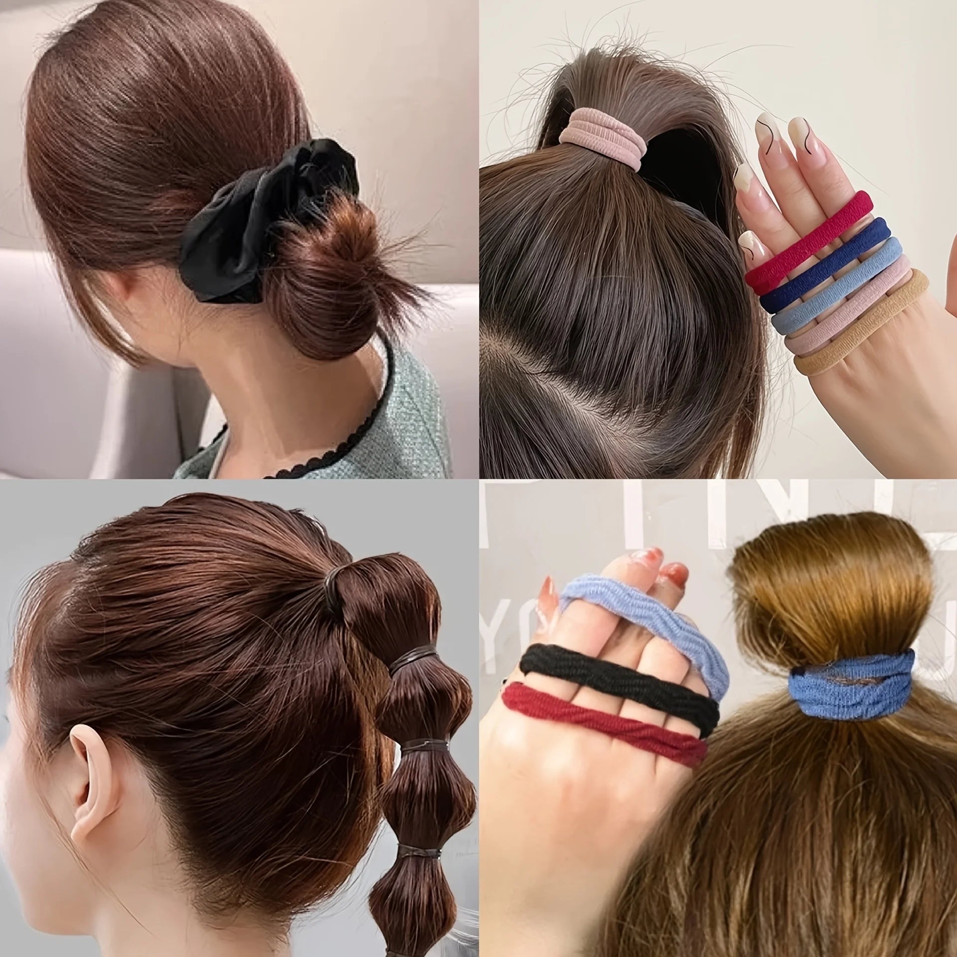 1109 pièces femmes cheveux foncés accessoires ensemble élastique sans couture queue de cheval chouchous petites bandes de caoutchouc mode cheveux cravates bandeaux