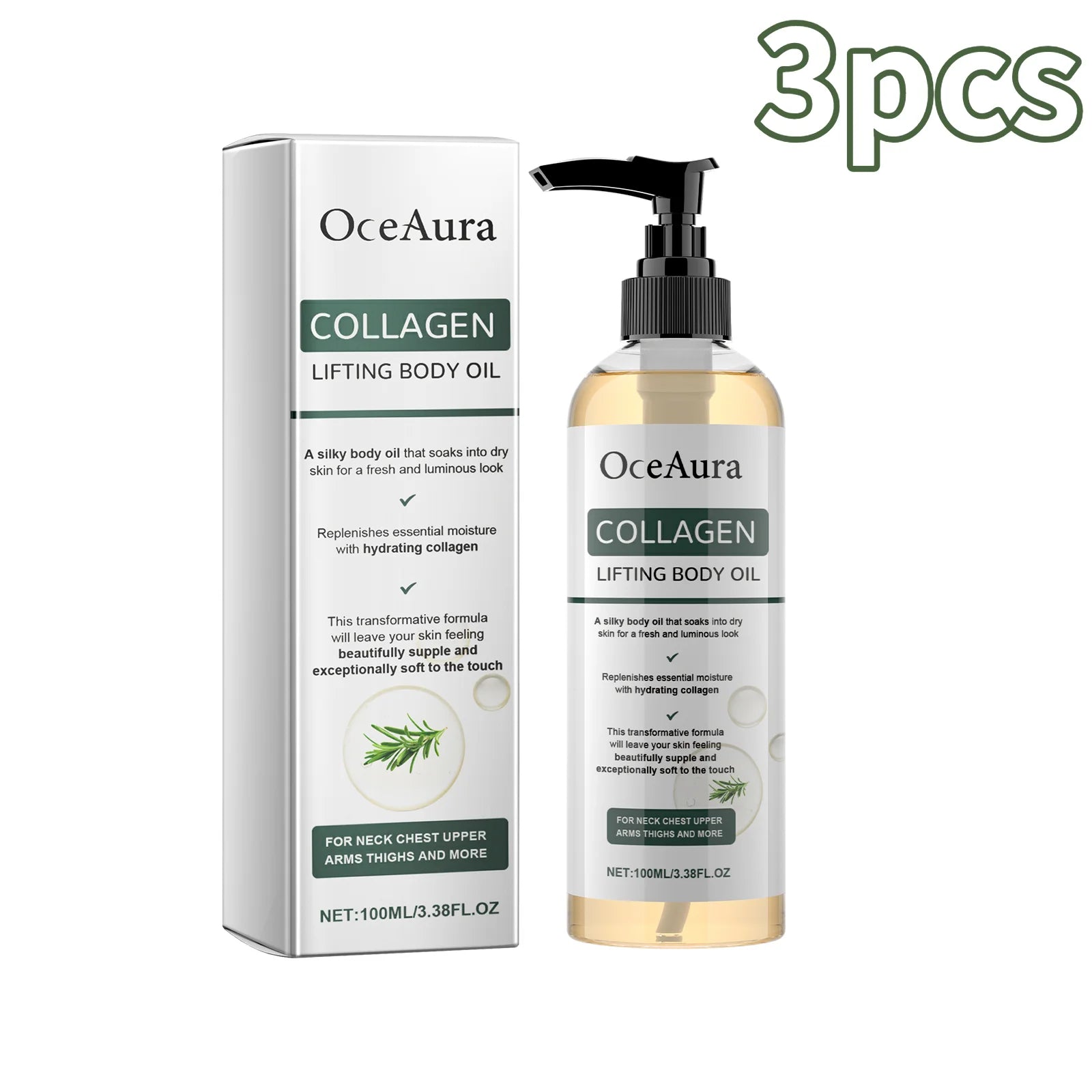 Huile corporelle raffermissante au collagène, hydratation en profondeur, raffermissante pour bras, ventre et extrait de graisse, huile essentielle de Massage pour la peau du corps entier, 100ml