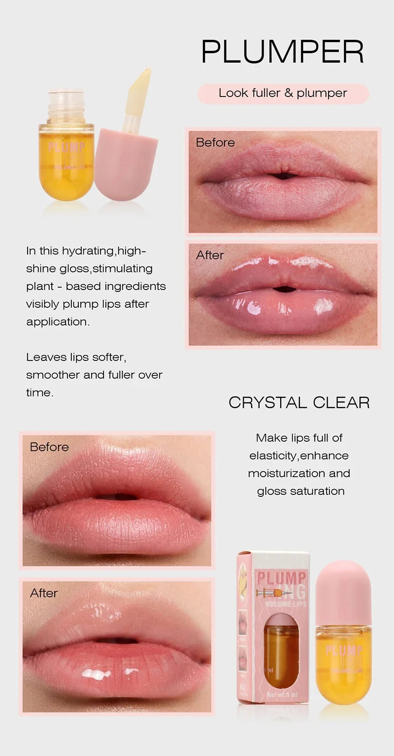 Huile repulpante longue durée pour les lèvres, rehausseur de Volume instantané, sérum au collagène, brillant à lèvres, cosmétique Sexy, augmente le Volume
