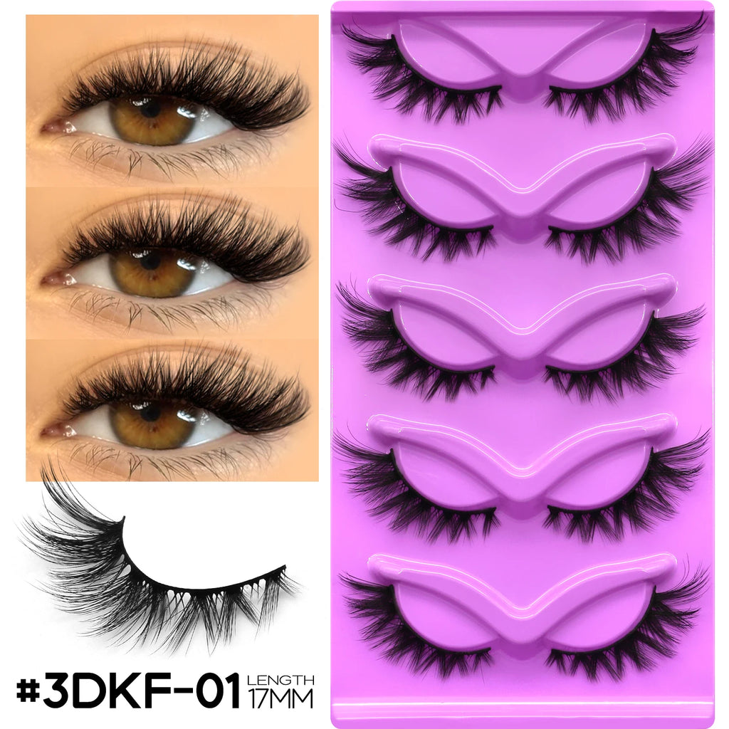 Cils GROINNEYA “Fluffy Cat” – Faux cils 3D effet vison (mink synthétique), doux, épais et volumineux. Cils complets avec effet vaporeux (wispy) et légèrement recourbé, pour un regard allongé type “œil de chat”.
