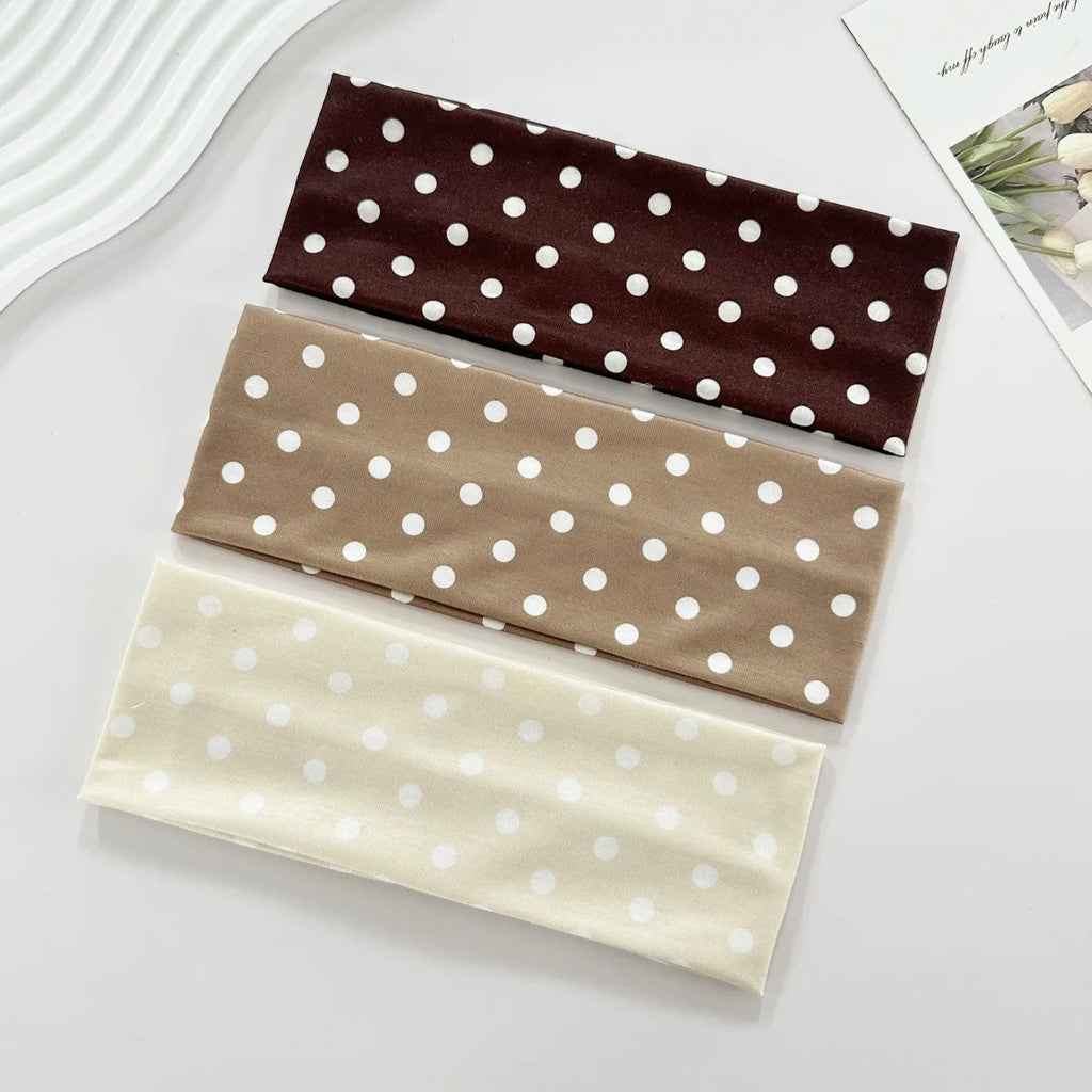 Bandeaux larges pour femmes, style Y2K Rétro Bohème, extensibles à pois, mode coréenne Ins, pour le yoga, le sport et les sorties, accessoires capillaires
