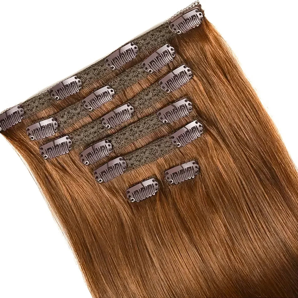 100% vrais cheveux humains blonds Clips dans les Extensions de cheveux paquets naturel noir en vrac blond 613 couleur Piano cheveux brésiliens 30 pouces