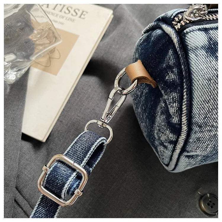 Sac bandoulière classique en jean délavé de haute qualité, sac à main décontracté à porter sous le bras, style coréen, sac de transport pour le quotidien
