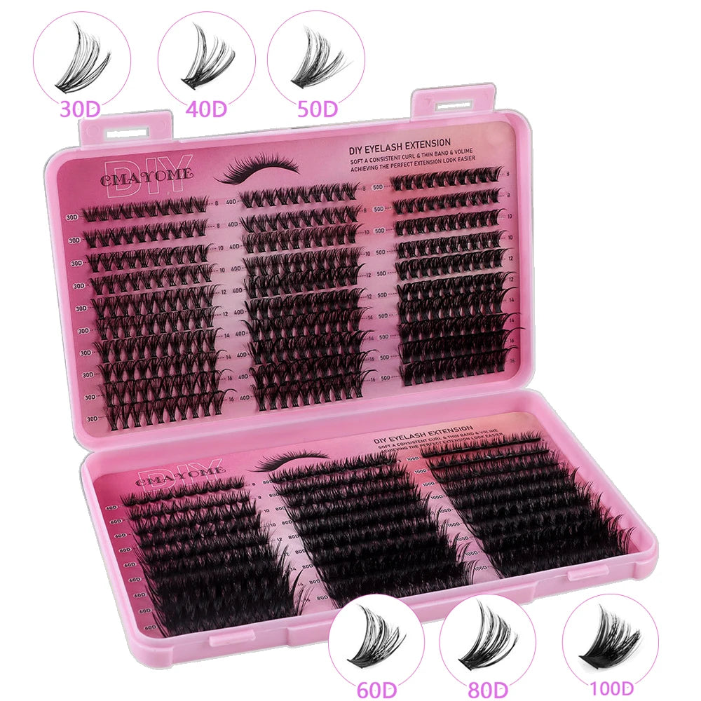 Extensions de cils individuelles, 600 pièces, épaisses et moelleuses, 30D/100D, longueur mixte, bricolage, pour une Application et un retrait faciles