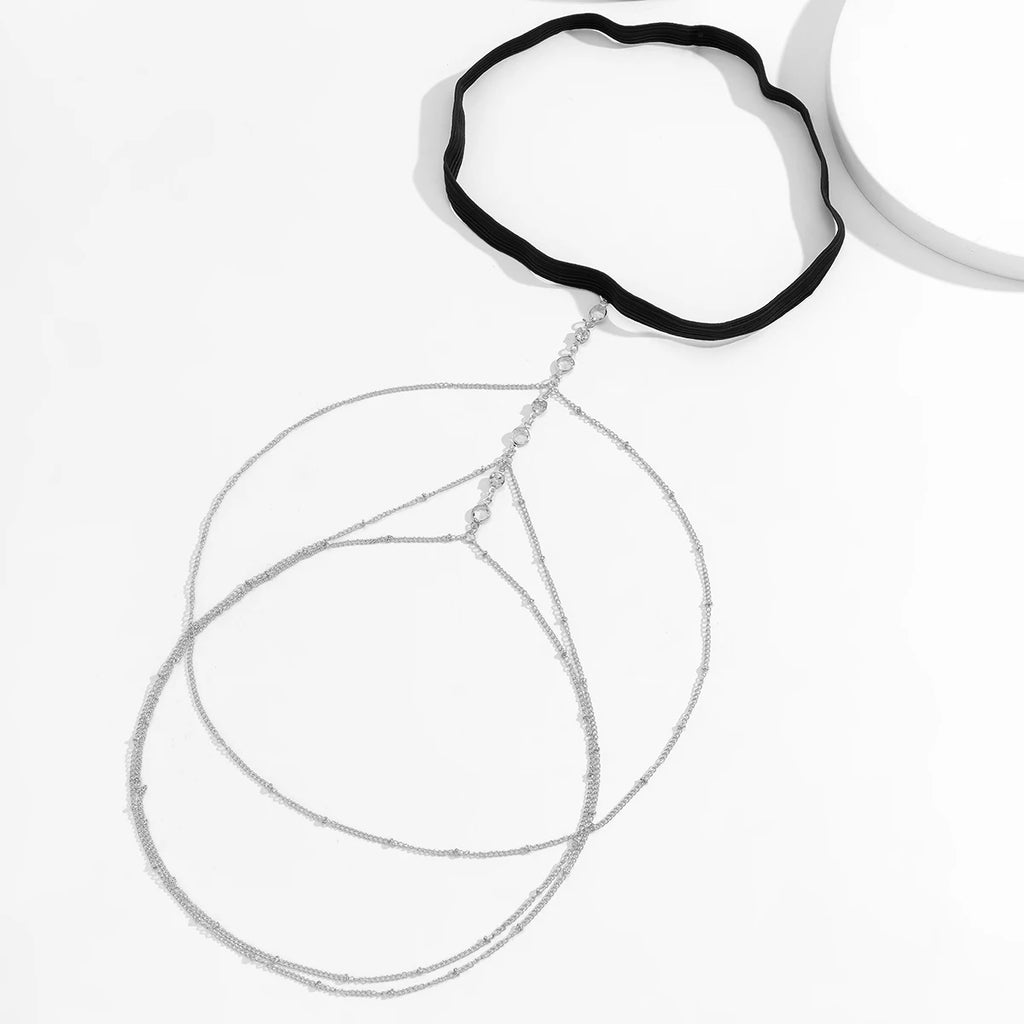 Chaîne de cuisse élastique bohème avec cristaux pour femmes, été, plage, sexy, à pampilles, multi-couches, ajustable, bijou de corps pour décorer une tenue.