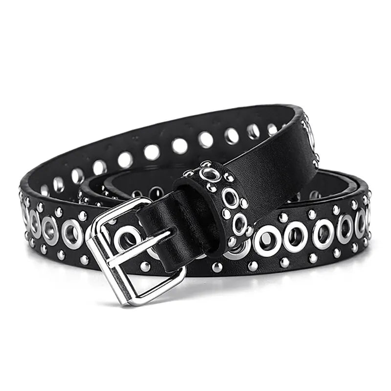 Ceinture fine à rivets pour femmes, à la mode, avec boucle à aiguille personnalisée, tendance de rue, Style Punk HipHop Y2K, avec ceinture en jean