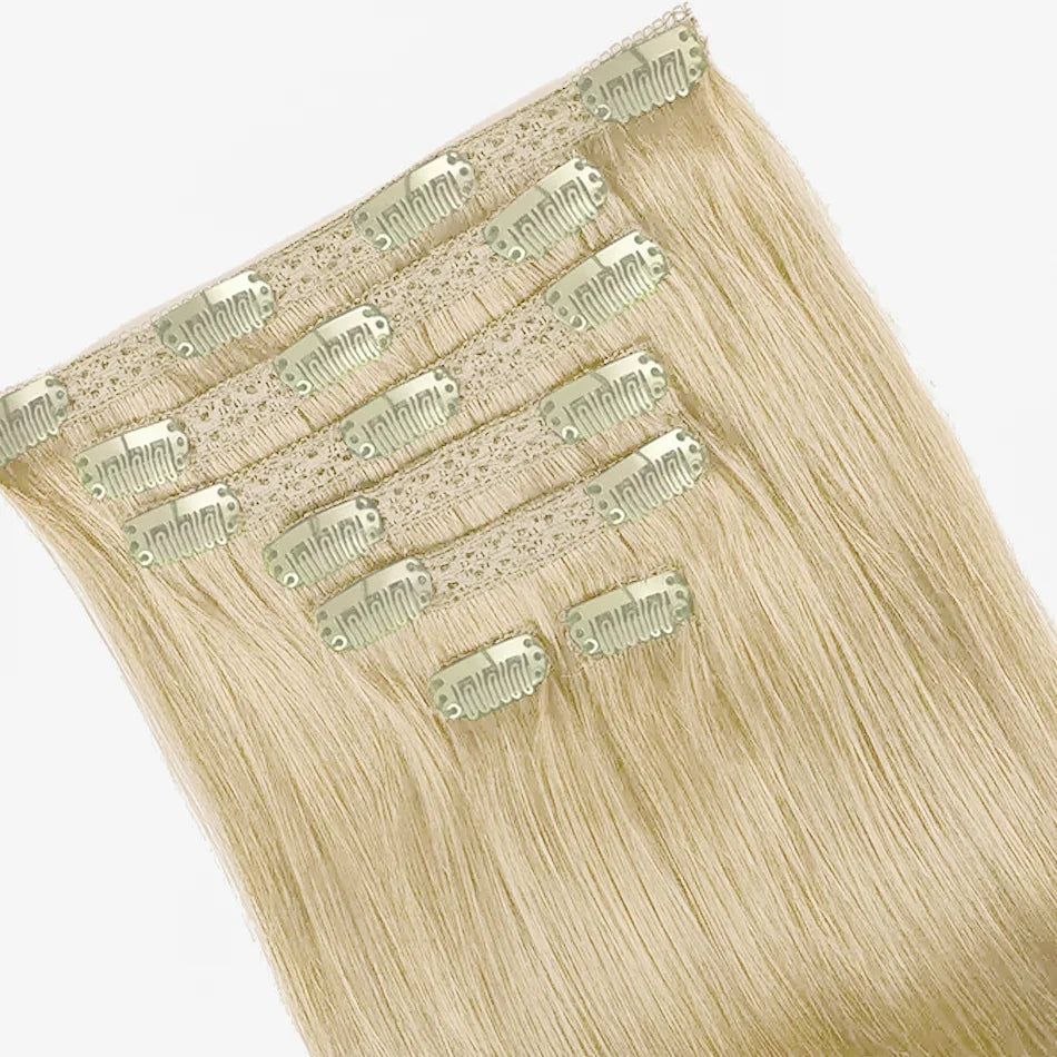 100% vrais cheveux humains blonds Clips dans les Extensions de cheveux paquets naturel noir en vrac blond 613 couleur Piano cheveux brésiliens 30 pouces