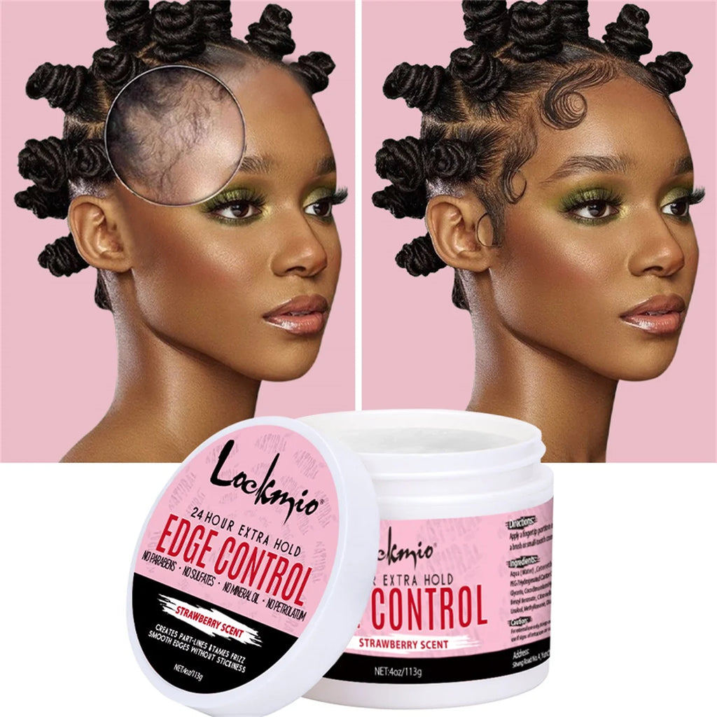 Cire coiffante LOCKMIO 4oz pour femmes, gel fixateur pour franges, crème de finition pour cheveux naturels 4C et perruques, pommade coiffante pour la ligne des cheveux