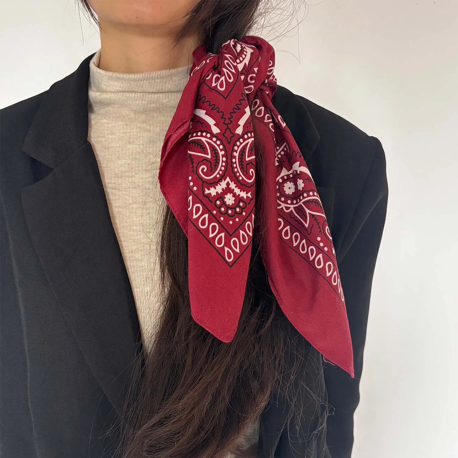 2025 mode femmes rouge Bandana écharpe filles enfants Punk carré Bandanas chapeaux bohème foulard bandeaux cheveux accessoires