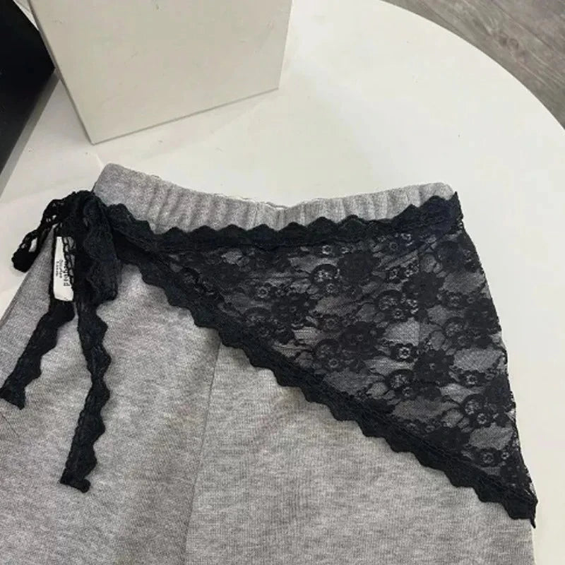 Écharpe bandana en dentelle à volants, convertible en foulard triangulaire, ceinture chaîne de taille, accessoire pour femme sexy, tenue esthétique tendance