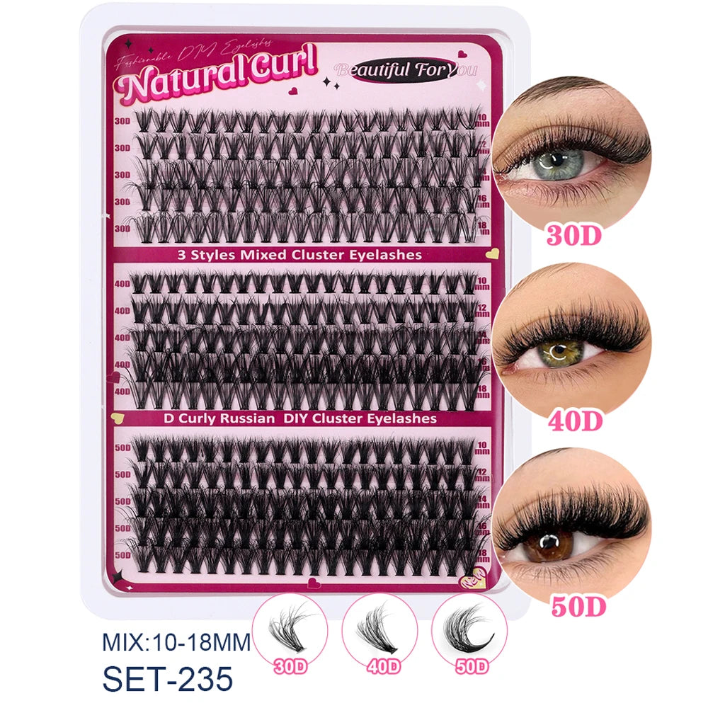 Extensions de cils individuelles, 600 pièces, épaisses et moelleuses, 30D/100D, longueur mixte, bricolage, pour une Application et un retrait faciles