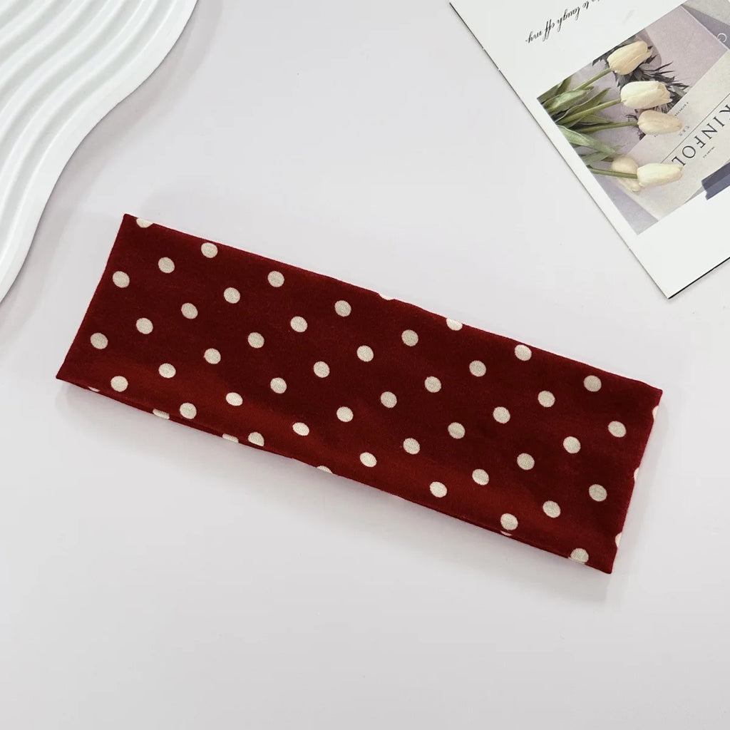 1 bandeau élastique à pois pour le yoga – Bandeau de maquillage à motif de points tendance, bandeau absorbant la transpiration pour le sport et le fitness