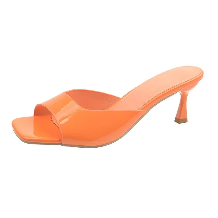 Mules tendance à bout ouvert style bouche de poisson, chaussures d’été confortables et élégantes. Sandales sexy à talons aiguilles et bout ouvert, parfaites pour le bureau, les occasions habillées et les tenues raffinées pour femme.